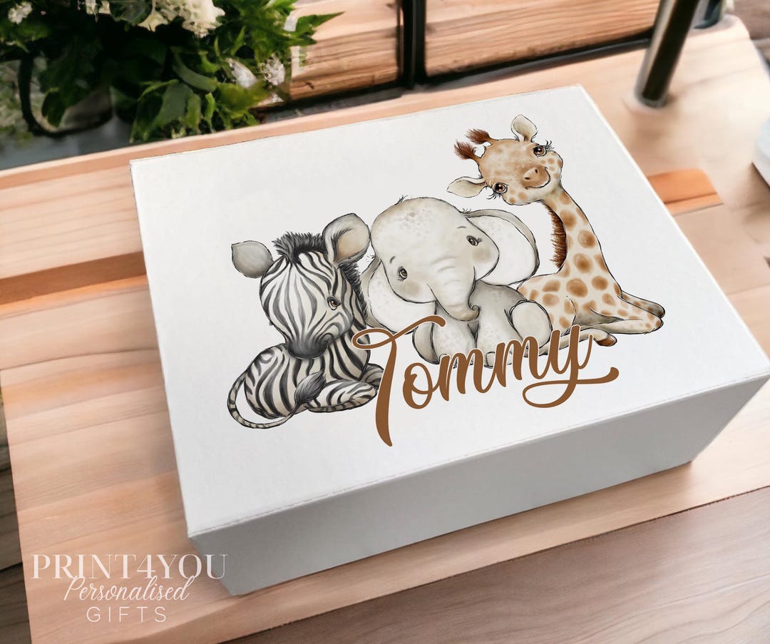 Safari Jungle Animals Box, Baby Keepsake Gift Box, New Baby ...
