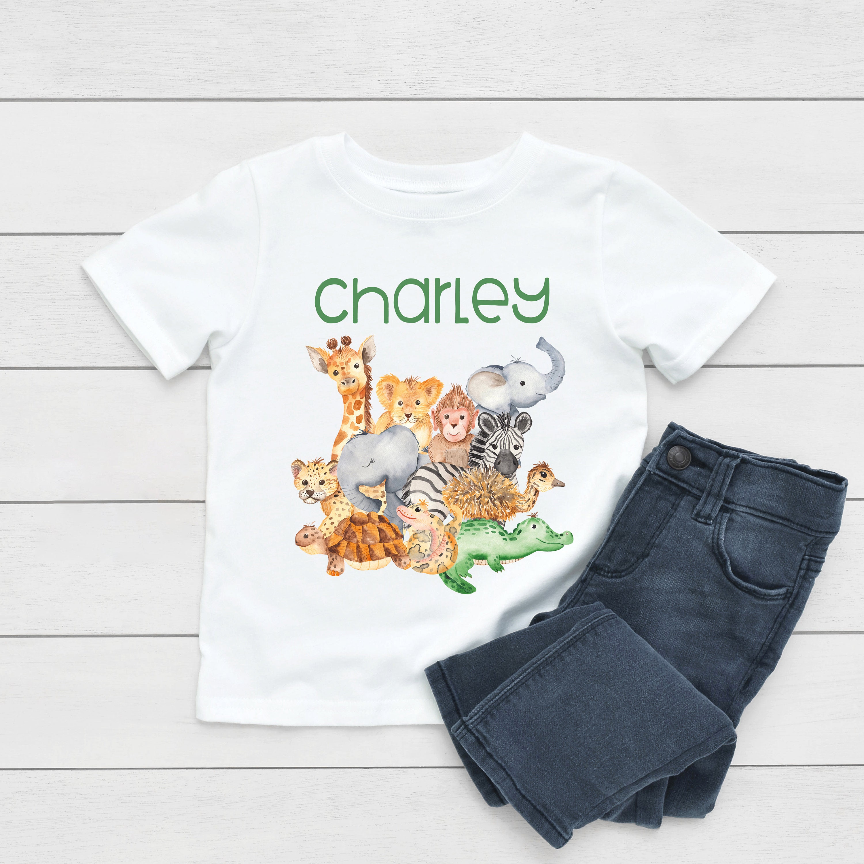 Jungle Animals Safari theme Name text Children's Toddler | Etsy