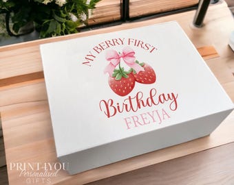 Personalised Box - Custom Printed Gift Box With Magnetic Lid - White Durable Keepsake Storage, Childrens Birthday Present
