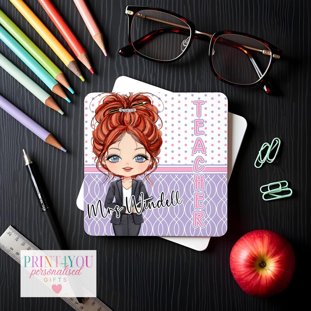 Personalised Teacher Coaster – Custom Gift With 7 Character Options ...