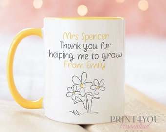 Personalised Teacher Mug: Daisy Design, Thank You Gift