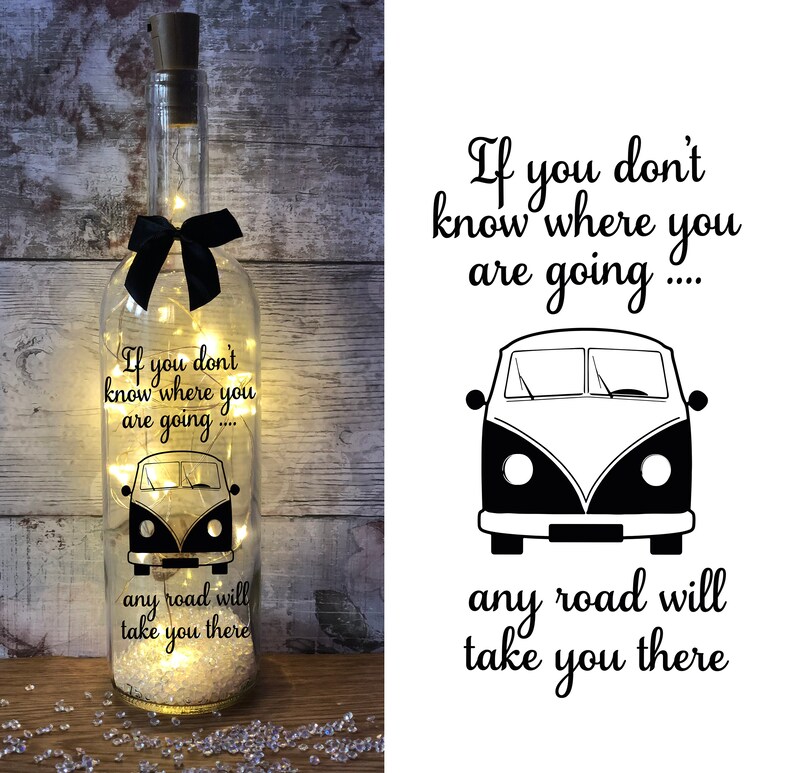 VW Camper van travelling light up wine bottle gift for day Etsy