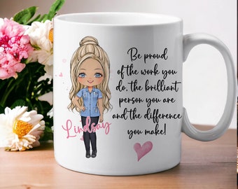 Personalised Nurse mug gift- Thank You Nurse Gift, International Nurses Day, "Be proud" Message - Customisable Skin Tones and Hair Shades