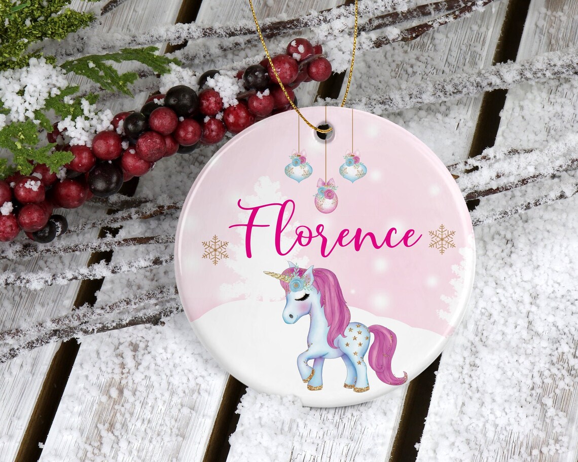 Magical Unicorn Name Personalised Christmas bauble decoration | Etsy