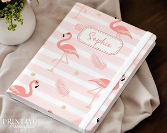 Personalised Flamingo Notebook: Pink PU Leather A5 Journal