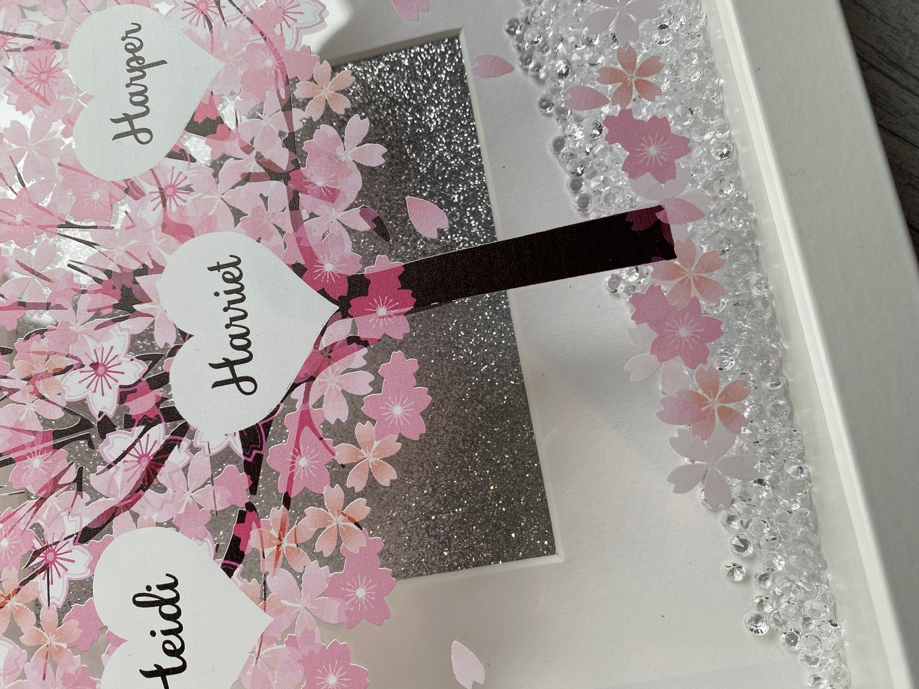Personalised Family Tree Name Cherry Blossom Pink with Oak Etsy