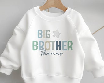 Personalised Big or Little Brother Jumper, Birthday Sweatshirt for Children, Promoted to Big Brother , Little Brother, with Star