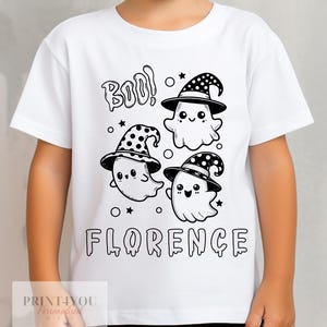 Personalised Halloween Colour In activity Kids T-shirt - with washable pens - Scary Ghost ND2