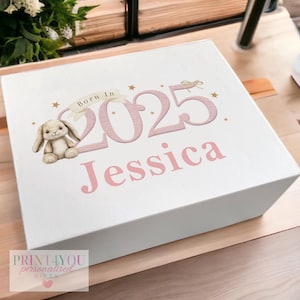 Baby Box Personalised Gift: White Magnetic Keepsake - Custom Name Print, Durable Design, Milestone Memory Storage