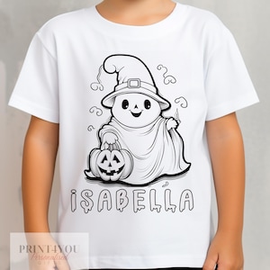 Personalised Halloween Colour In activity Kids T-shirt - with washable pens - Scary Ghost
