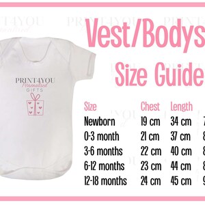 a baby bodysuit size guide for a baby