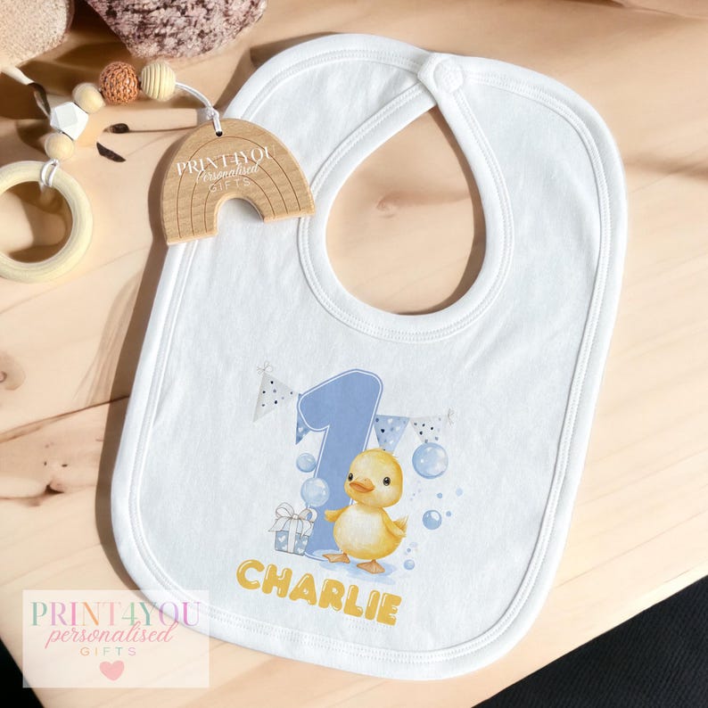 First Birthday Duck T-shirt - Personalised Baby Clothing - Yellow Duck Graphic, Soft Cotton, Durable Print, Multiple Sizes 画像 5