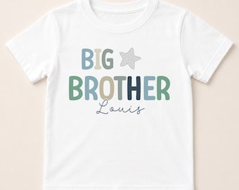 Promoted to Big Brother, Little Brother Personalised Cotton T-Shirt, Big brother Top, Big Brother Gift, Pregnancy Announcement,