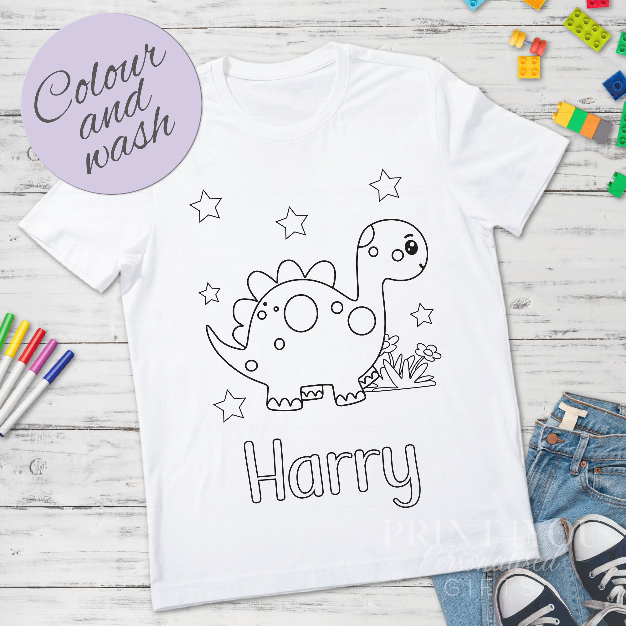 DIY Coloring Kits for Adults, Kids, Toddlers, Babies, Wolf and Steve  Inspired Shirt T Shirt Personalize Custom Party Favors 
