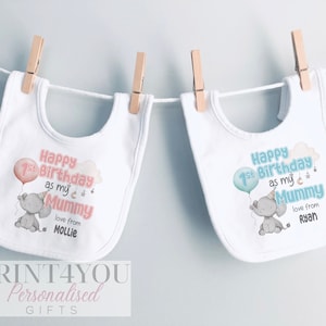 Happy Birthday Mummy, 1st Birthday as My Mummy, Sleepsuit Baby grow Bodysuit Vest, Mum Birthday, Mummy Birthday, Cute Elephant Design image 6