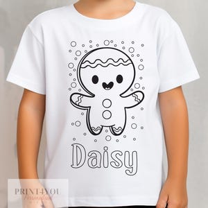 Personalised Christmas Gingerbread Man Colour In activity Kids T-shirt - with washable pens - stocking fillers, Christmas Eve Box