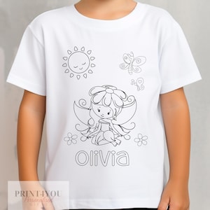Personalised Fairy Colour In activity Kids T-shirt - with washable pens