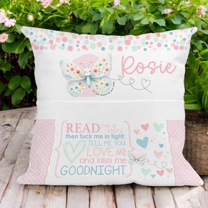 Personalised Butterfly Book Cushion: Children's Velvet Bedtime Story Pillow image 4