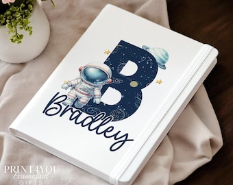 Personalised Space Notebook: Astronaut Kids Journal, Galaxy PU Leather Book