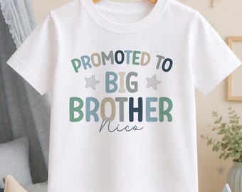 Promoted to Big Brother T-Shirt: Personalised Cotton Tee, Pregnancy Announcement