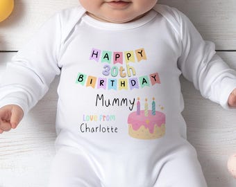 Happy Birthday Mama Baby wächst mit: Personalisierter 30/40er Schlafanzug