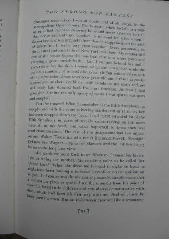 1960s Too Strong For Fantasy Marcia Davenport Book American Female Author Writer Autobiography Music Critic Writer History Jan Masaryk - 