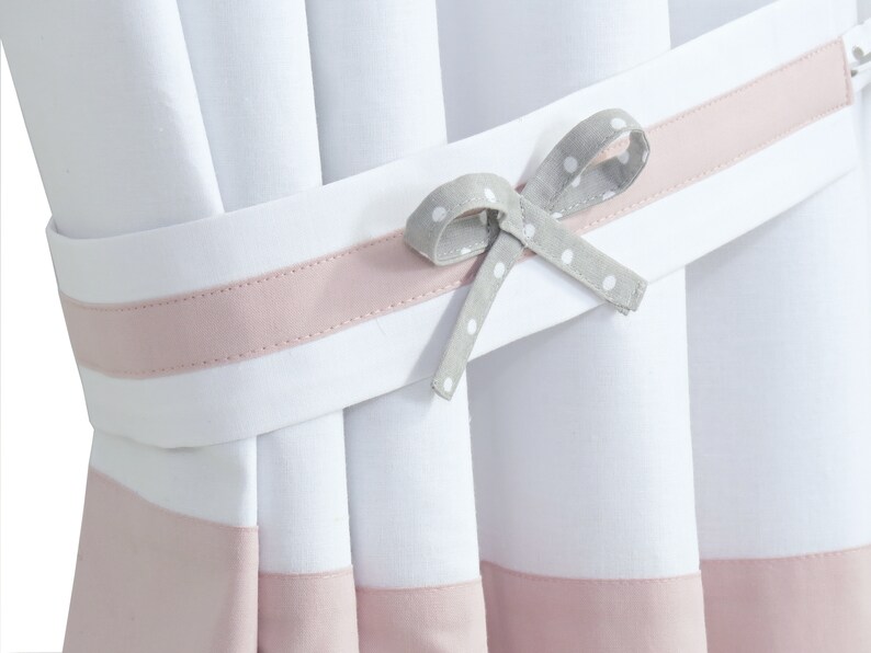 Blush Dusty Pink White Grey Nursery Blackout Curtains for Baby Etsy