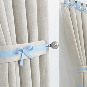 Nursery Curtains-Boys Nursery Linen Curtains-Linen Drapes-Baby Light Blue Nursery Curtains-Made to Measure-Natural Curtains-Nursery Drapes.