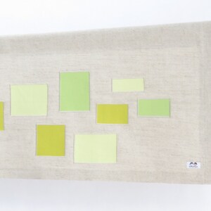 Custom Made Rod Pocket Valance-Contemporary Linen Window Valance with Light and Olive Green Squares. Custom Sizes and Color Blocks.