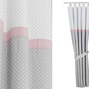 Nursery Curtains-Baby Pink Curtains-Curtains for Nursery-Blackout Baby Curtains-Grey Pink Baby Girl Curtains-Window Drapes-Nursery Curtain.