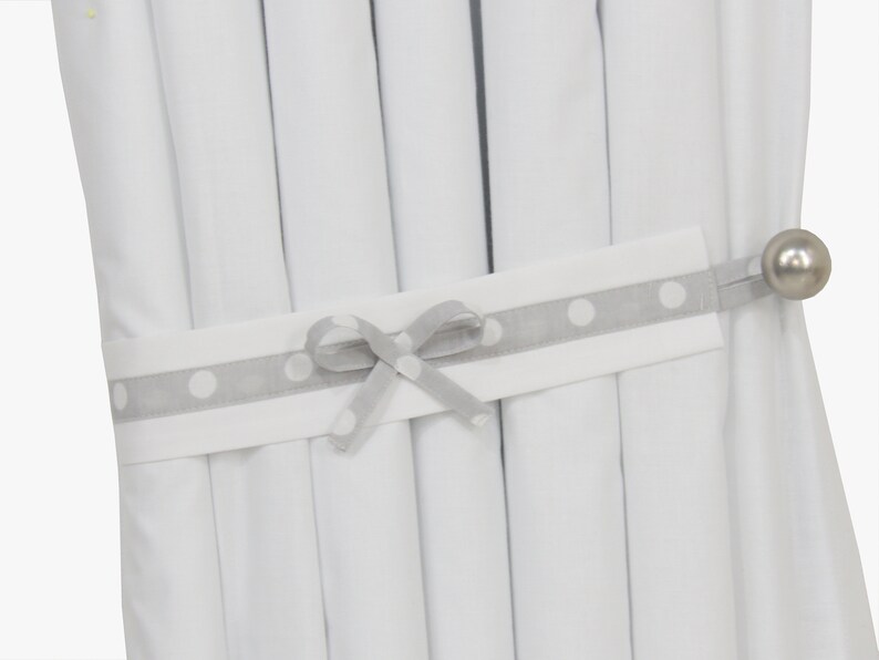 Grey White Nursery Curtains Polka Dot Nursery Drape Panel Etsy