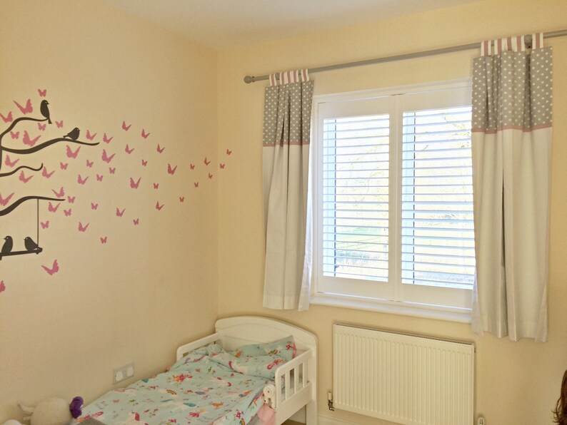 Baby Girl Nursery Blackout Curtain in Pink Gray Whitebaby Etsy