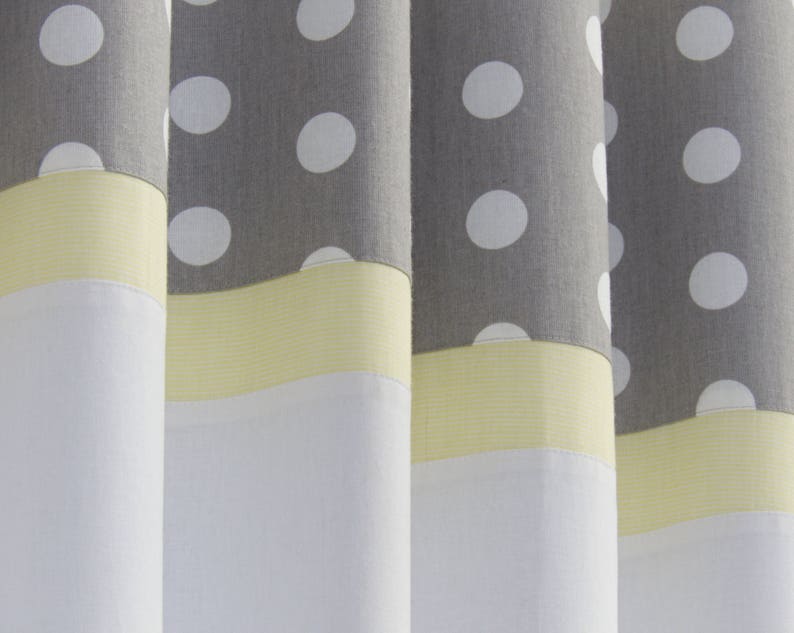 Yellow Nursery Curtains With Grey Polka Dot I Pastel Nursery Etsy UK