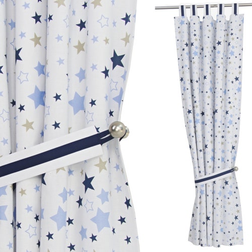 Nursery Baby Blue Stars Curtainscurtains for Nurseryblackout Etsy