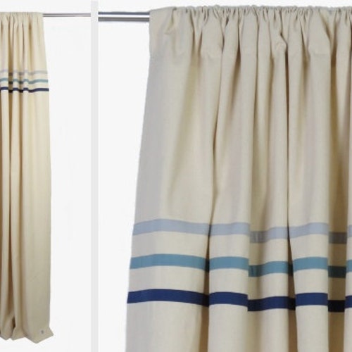 Boy Nursery Blue Stripe Curtain Panels Coastal Theme Nursery Etsy UK