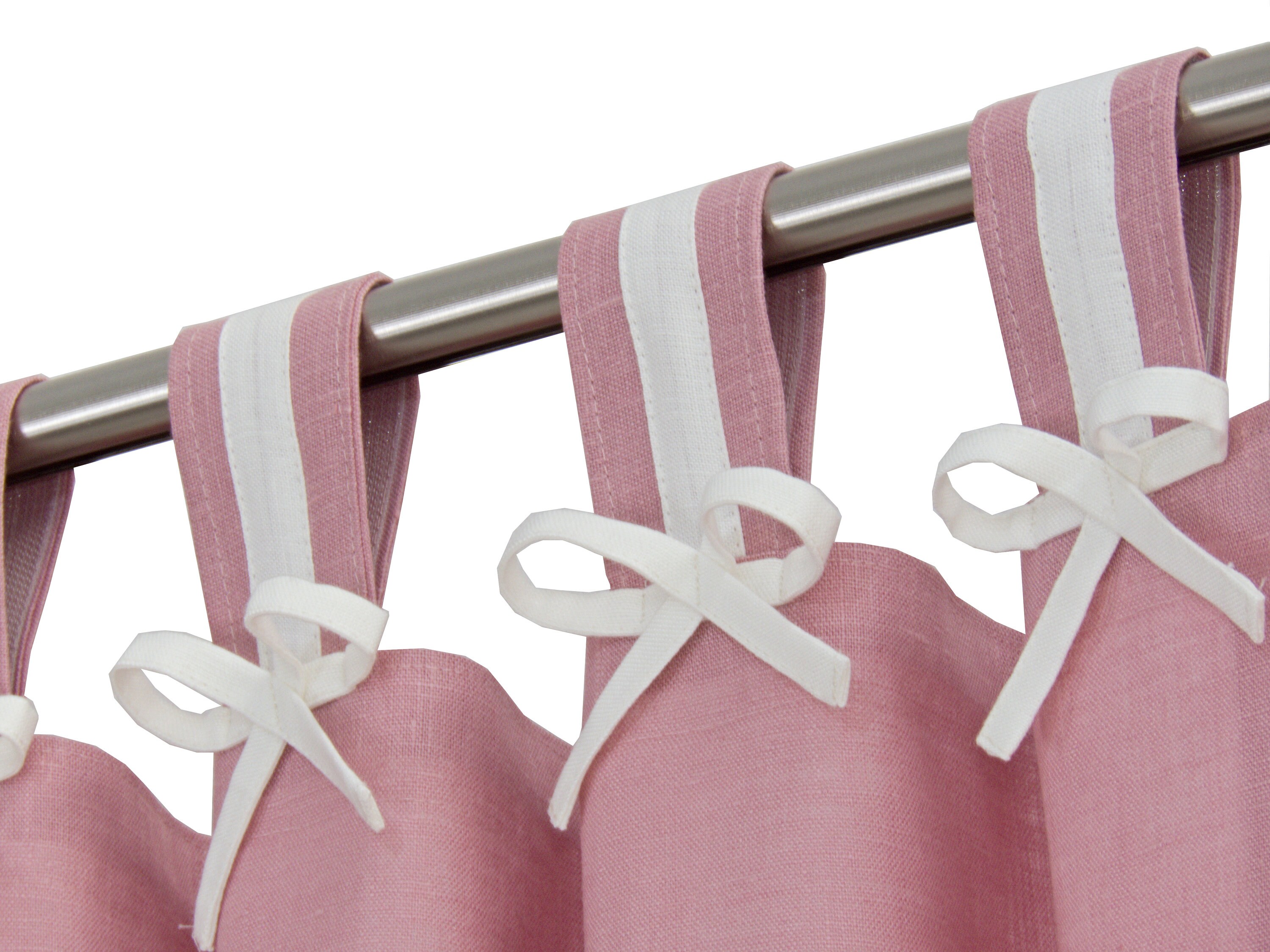 Pink Linen Curtains I Pink White Linen Curtains I Pink White Etsy