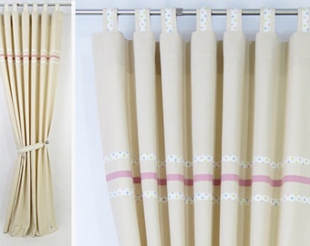 Baby Girl Nursery Curtains, Pink Girl Drapes, Organic Cotton Curtains, Blackout Drapes Baby's Room, Girl Bedroom Curtains. Custom sizes.