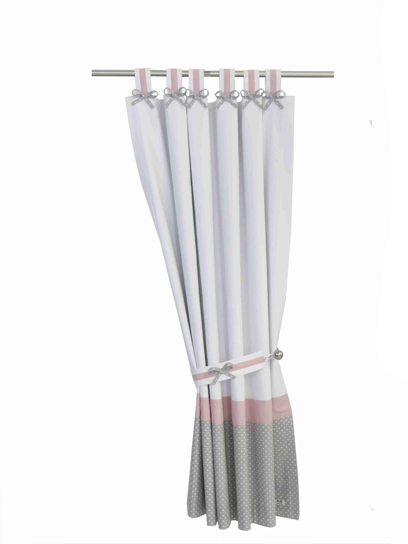 Blush Dusty Pink White Grey Nursery Blackout Curtains for Baby Etsy