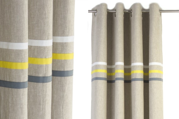 Gender Neutral Nursery Curtains Yellow Grey White Modern Etsy