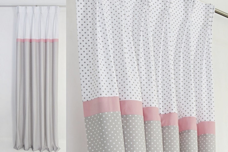 Baby Girl Nursery Gray Pink Blackout Curtains Drapes for Girl Etsy UK