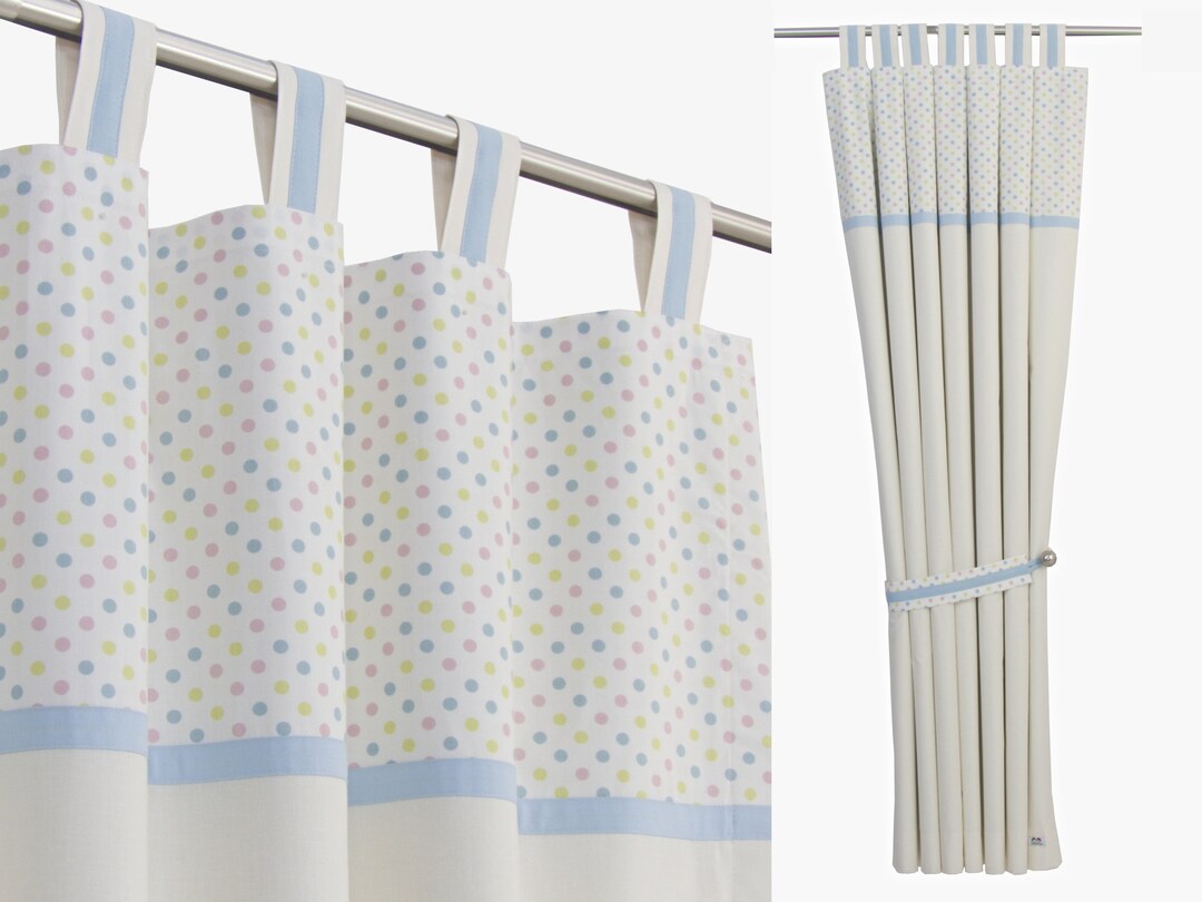 Baby Boy Nursery Cream Curtains, Cream Cotton Panels, Pastel Nursery