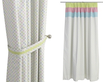 Pastel Nursery Organic Cotton Blackout Curtains I Gender Neutral Curtain Panels I Light Green Nursery Decor I Curtains for Baby Boys.