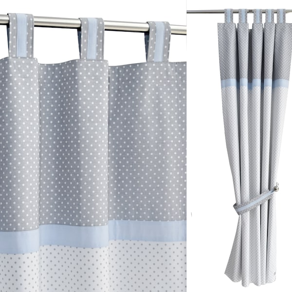 Rideaux de pépinière pour garçons, rideaux blancs gris bleu de bébé, rideaux de bébé de blackout, rideaux de fenêtre de bébé bleu clair gris, rideaux de petites rideaux.