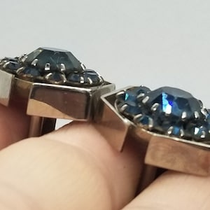 Vintage Super Sparkly Blue Gemstone Cuff Links