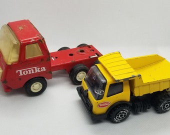 Vintage Pressed Steel Tonka Semi Cab & Dump Truck