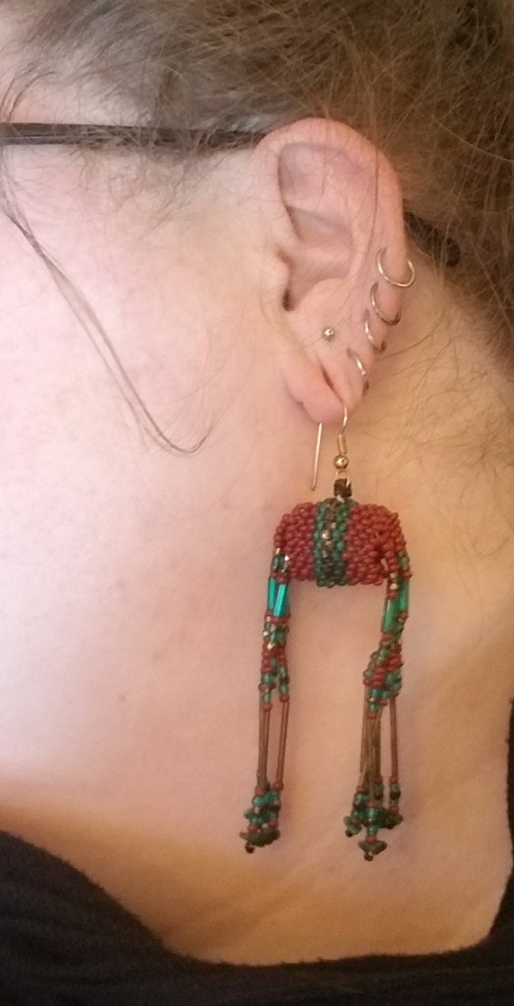 Vintage, Beadwork Earrings View 4