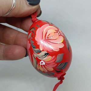 Vintage Hand Painted Rosemaled Wooden Egg image 2