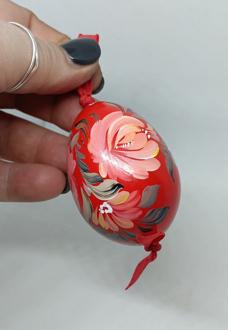 Vintage Hand Painted Rosemaled Wooden Egg image 2