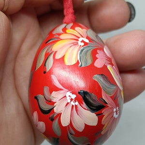 Vintage Hand Painted Rosemaled Wooden Egg image 4