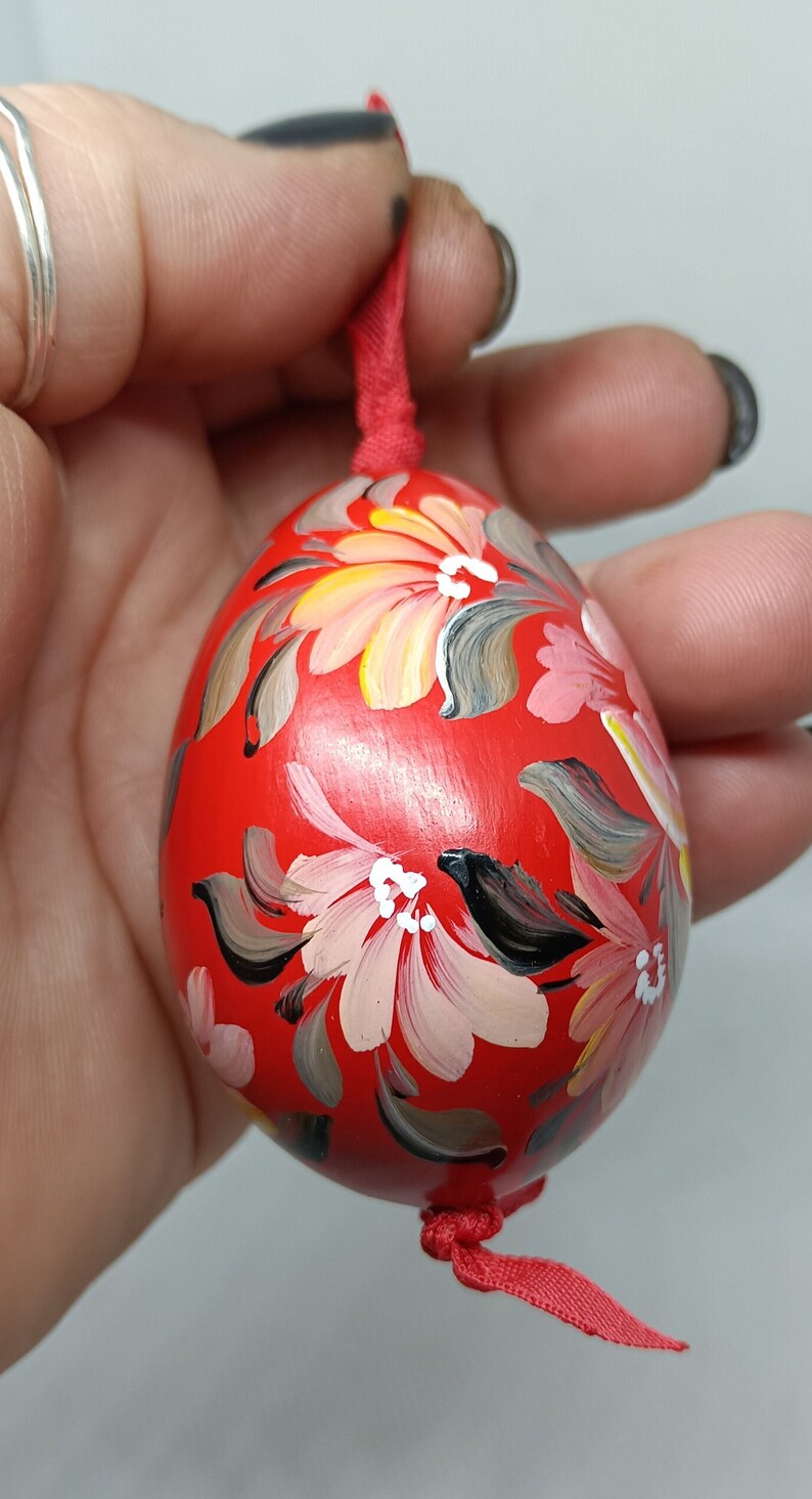 Vintage Hand Painted Rosemaled Wooden Egg image 4